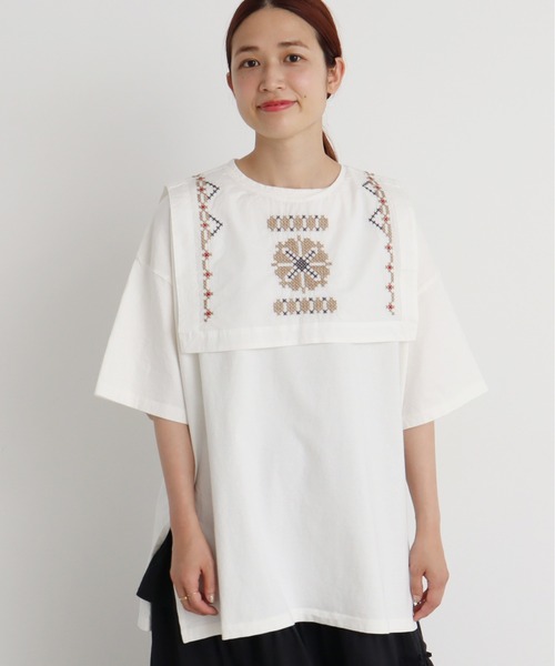 aimer le mieux(エメルミュー)の「aimer ここちいいサイズTee(Tシャツ/カットソー・レディース・イエロー/パープル/キナリ/グリーン/ダークブラウン・FREE)」の2枚目の写真