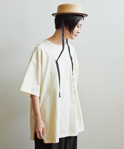 aimer le mieux(エメルミュー)の「aimer ここちいいサイズTee(Tシャツ/カットソー・レディース・イエロー/パープル/キナリ/グリーン/ダークブラウン・FREE)」の18枚目の写真