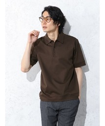 コットンシルケット　ポロシャツ　ブラウン/ネイビー/パープル/ブラック