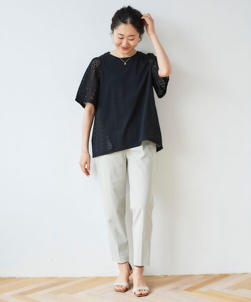 le.coeur blanc（ルクールブラン）の「アサレチックテーパードパンツ（スラックス・レディース・ライトグレー/ネイビー/ブラック/オリーブ・38/36/34/40）」の9枚目の写真