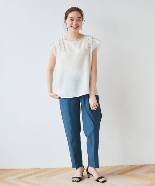 le.coeur blanc（ルクールブラン）の「アサレチックテーパードパンツ（スラックス・レディース・ライトグレー/ネイビー/ブラック/オリーブ・38/36/34/40）」の22枚目の写真