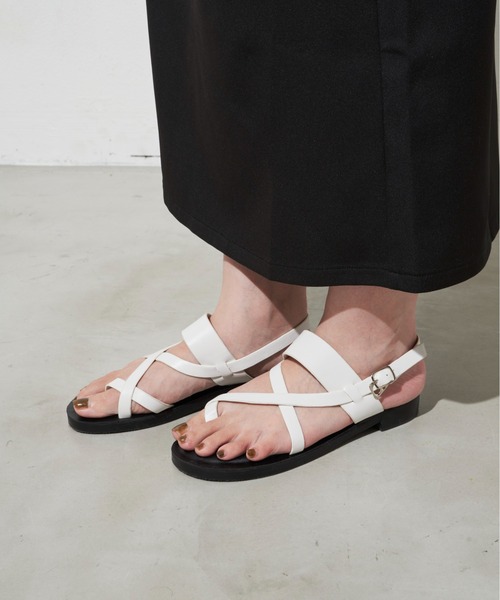 Aunt Marie's(アントマリーズ)の「クロスフラットサンダル(サンダル・レディース・ホワイト/ブラック・S/M/L)」の20枚目の写真