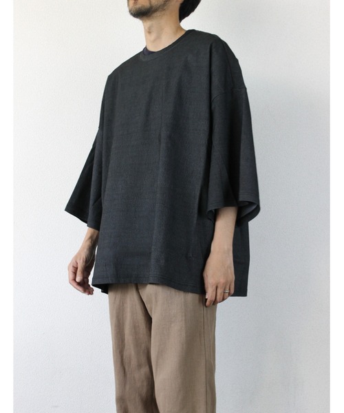 LiSS(リス)の「【Ls】【LiSS】デニム風切り替えカットソー(Tシャツ/カットソー・メンズ・ブラック/マルチ・1/2)」の2枚目の写真