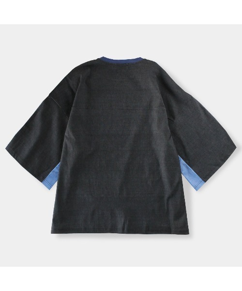 LiSS(リス)の「【Ls】【LiSS】デニム風切り替えカットソー(Tシャツ/カットソー・メンズ・ブラック/マルチ・1/2)」の6枚目の写真