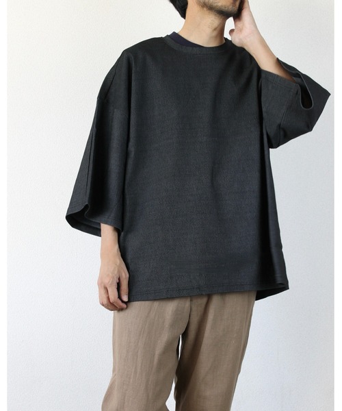 LiSS(リス)の「【Ls】【LiSS】デニム風切り替えカットソー(Tシャツ/カットソー・メンズ・ブラック/マルチ・1/2)」の10枚目の写真
