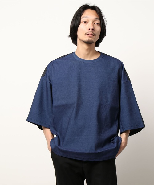 LiSS(リス)の「【Ls】【LiSS】デニム風切り替えカットソー(Tシャツ/カットソー・メンズ・ブラック/マルチ・1/2)」の9枚目の写真