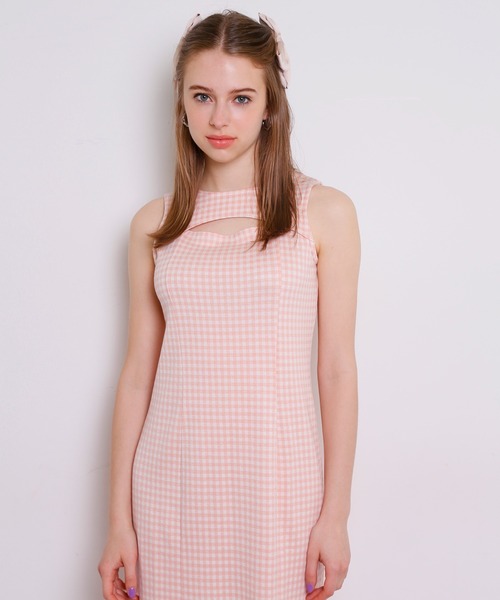 Seemi. byNICECLAUP（ シーミーバイナイスクラップ）の「Seemi　胸あきチェックロングワンピース（ワンピース・レディース・ラベンダー/オレンジ系・FREE）」の16枚目の写真