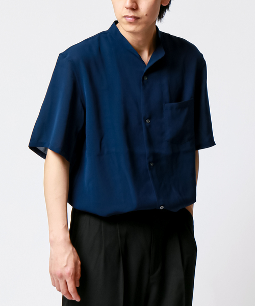 B.C STOCK（ベーセーストック）の「FIL DESSIN STAND 半袖シャツ（シャツ/ブラウス・メンズ・ホワイト/ネイビー/スミクロ・MEDIUM/LARGE/SMALL）」の3枚目の写真