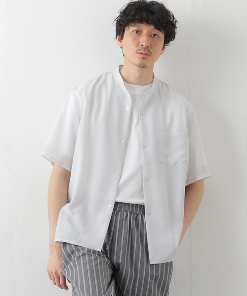 B.C STOCK（ベーセーストック）の「FIL DESSIN STAND 半袖シャツ（シャツ/ブラウス・メンズ・ホワイト/ネイビー/スミクロ・MEDIUM/LARGE/SMALL）」の5枚目の写真