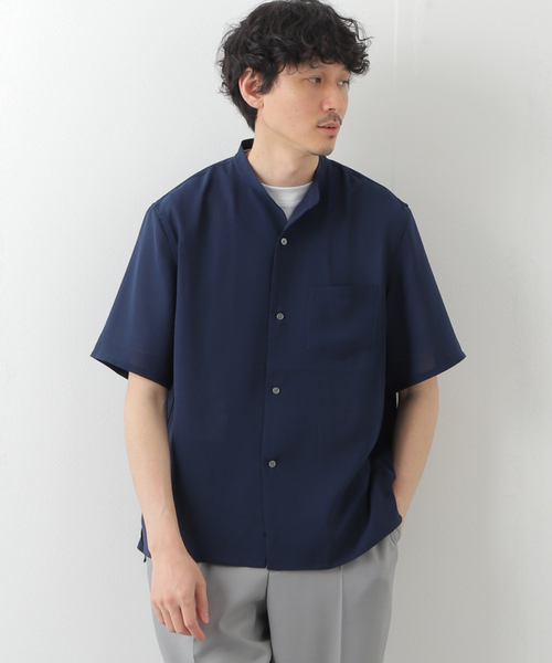 B.C STOCK（ベーセーストック）の「FIL DESSIN STAND 半袖シャツ（シャツ/ブラウス・メンズ・ホワイト/ネイビー/スミクロ・MEDIUM/LARGE/SMALL）」の4枚目の写真