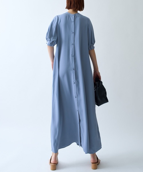 SETUP7（セットアップセブン）の「【SETUP7】SPECIALラウンドネックパフスリーブワンピース（ワンピース・レディース・ブラック/ホワイト/ミント/ネイビー/アイボリー/サックスブルー/グレー/オレンジ/ベージュ/インディゴブルー/パープル/イエロー/ブラック×ホワイト/ネイビー×ホワイト/ライトグリーン・FREE）」の22枚目の写真