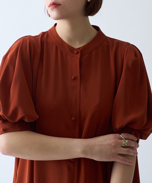 SETUP7（セットアップセブン）の「【SETUP7】SPECIALラウンドネックパフスリーブワンピース（ワンピース・レディース・ブラック/ホワイト/ミント/ネイビー/アイボリー/サックスブルー/グレー/オレンジ/ベージュ/インディゴブルー/パープル/イエロー/ブラック×ホワイト/ネイビー×ホワイト/ライトグリーン・FREE）」の19枚目の写真