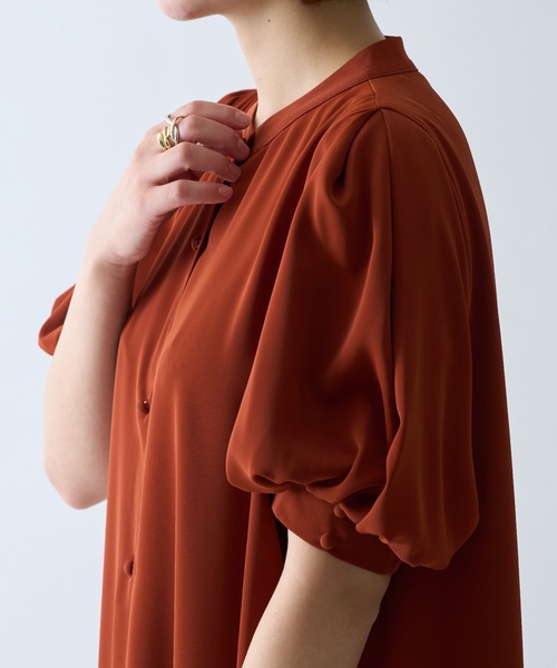 SETUP7（セットアップセブン）の「【SETUP7】SPECIALラウンドネックパフスリーブワンピース（ワンピース・レディース・ブラック/ホワイト/ミント/ネイビー/アイボリー/サックスブルー/グレー/オレンジ/ベージュ/インディゴブルー/パープル/イエロー/ブラック×ホワイト/ネイビー×ホワイト/ライトグリーン・FREE）」の20枚目の写真