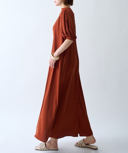 SETUP7（セットアップセブン）の「【SETUP7】SPECIALラウンドネックパフスリーブワンピース（ワンピース・レディース・ブラック/ホワイト/ミント/ネイビー/アイボリー/サックスブルー/グレー/オレンジ/ベージュ/インディゴブルー/パープル/イエロー/ブラック×ホワイト/ネイビー×ホワイト/ライトグリーン・FREE）」の17枚目の写真