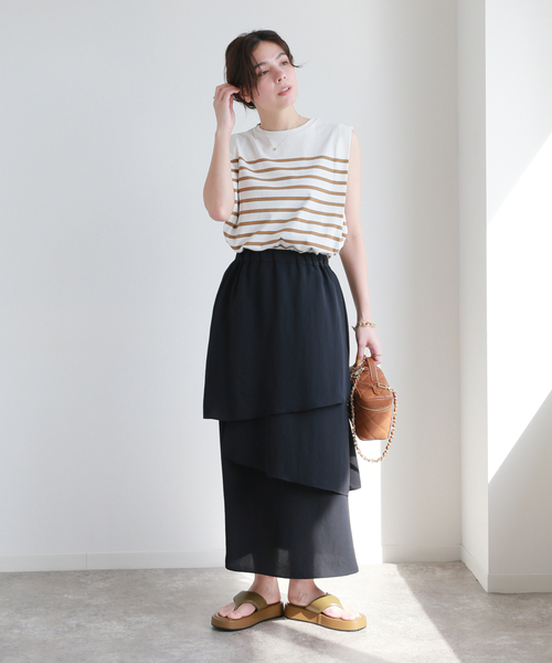 JOURNAL STANDARD relume ティアードスカート WEB限定追加予約4》コットンボイルクリンクルティアードスカート