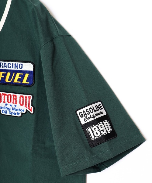 76UNION MOTOR OILワッペンデザインベースボールシャツビッグ