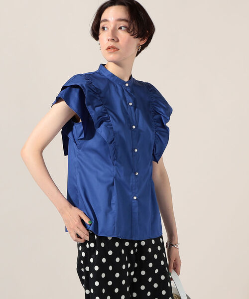 NOLLEY’S(ノーリーズ)の「フリルフレンチブラウス(シャツ/ブラウス・レディース・ブラック/オフホワイト/サックスブルー/ロイヤルブルー/ホワイト系その他4/ブルー系その他7・38)」の5枚目の写真