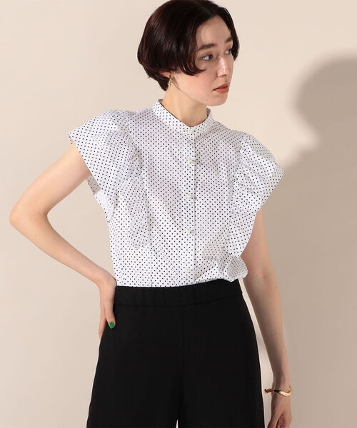 NOLLEY’S(ノーリーズ)の「フリルフレンチブラウス(シャツ/ブラウス・レディース・ブラック/オフホワイト/サックスブルー/ロイヤルブルー/ホワイト系その他4/ブルー系その他7・38)」の3枚目の写真