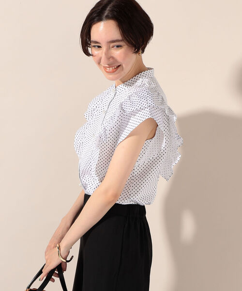 NOLLEY’S(ノーリーズ)の「フリルフレンチブラウス(シャツ/ブラウス・レディース・ブラック/オフホワイト/サックスブルー/ロイヤルブルー/ホワイト系その他4/ブルー系その他7・38)」の11枚目の写真