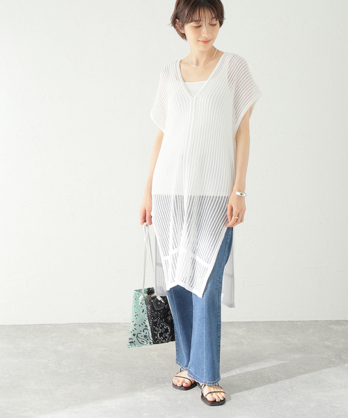 Spick &amp; Span - Spick and SpanラインVプルオーバー Spick & Span（スピックアンドスパン）の「メッシュニット Vプル