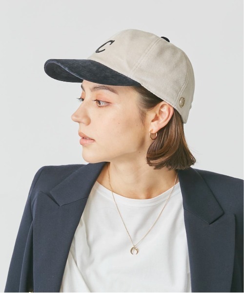 Chapeau d' O（シャポードオー）の「Chapeau d' O  Velour Pile Wappen Cap（キャップ・レディース・ネイビー/ホワイト/マスタード・FREE）」の6枚目の写真