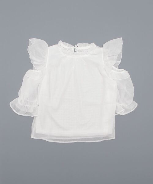 TORTE（トルテ）の「シアーギンガムオープンショルダーブラウス（シャツ/ブラウス・レディース・ホワイト/ブラック/ライトグリーン/ライトピンク・FREE）」の2枚目の写真