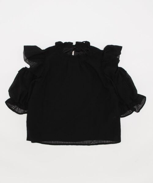 TORTE（トルテ）の「シアーギンガムオープンショルダーブラウス（シャツ/ブラウス・レディース・ホワイト/ブラック/ライトグリーン/ライトピンク・FREE）」の3枚目の写真