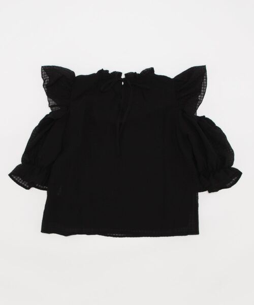 TORTE（トルテ）の「シアーギンガムオープンショルダーブラウス（シャツ/ブラウス・レディース・ホワイト/ブラック/ライトグリーン/ライトピンク・FREE）」の5枚目の写真