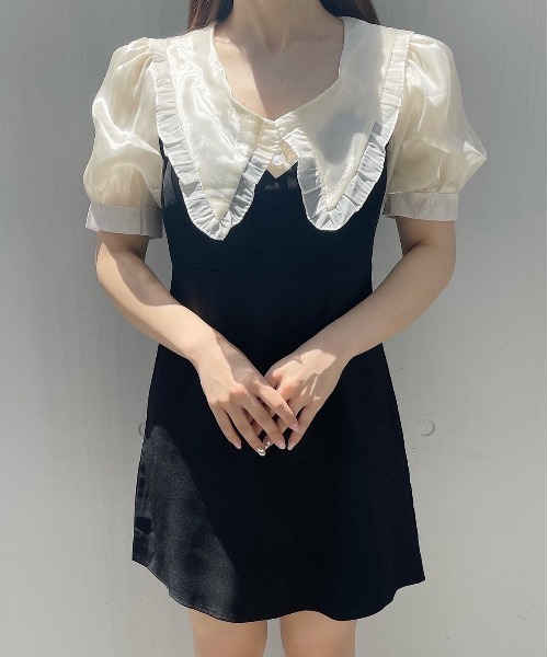 titty＆Co. PETIT（ティティアンドコープティ）の「【titty&Co.PETIT】シャイニースリーブミニワンピース（ワンピース・レディース・ブラック・FREE）」の2枚目の写真