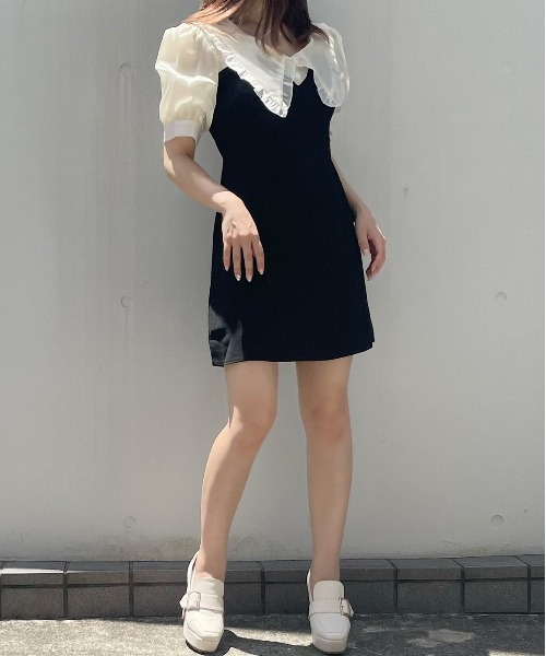 titty＆Co. PETIT（ティティアンドコープティ）の「【titty&Co.PETIT】シャイニースリーブミニワンピース（ワンピース・レディース・ブラック・FREE）」の6枚目の写真