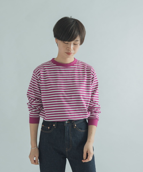 FORK&SPOON(フォークアンドスプーン)の「FORK&SPOON ボーダーロングスリーブTシャツ(Tシャツ/カットソー・レディース・ブラック系その他/ブラウン系その他/グリーン系その他/ピンク系その他・1/2)」の1枚目の写真