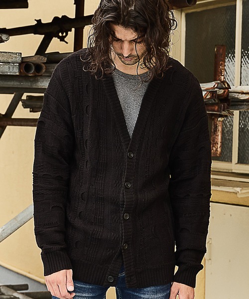 【セール】7ゲージクージー柄ニットカーディガン（カーディガン/ボレロ）｜RATTLE TRAP（ラトルトラップ）