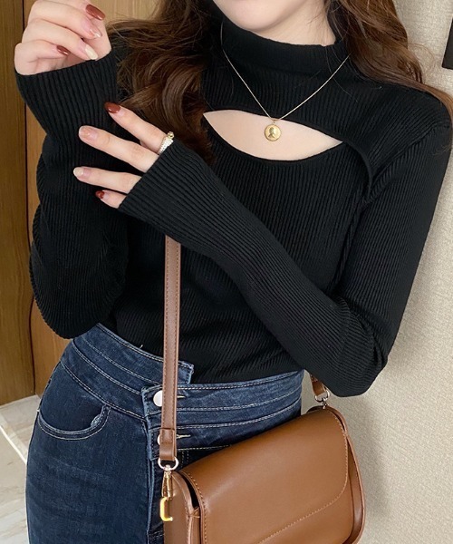 gossip!ロサンゼルス(ゴシップロサンゼルス)の「フロントオープンデザインニット(ニット/セーター・レディース・ホワイト/ブラック/ベージュ/ブラウン/カーキ・FREE)」の7枚目の写真