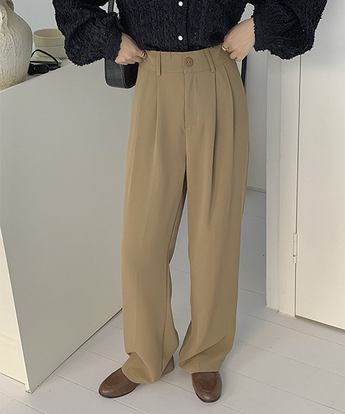 c.u.l（シーユーエル）の「ストレートタックスラックス culw278（スラックス・レディース・ベージュ/アイボリー/ブラック・L/M）」の4枚目の写真