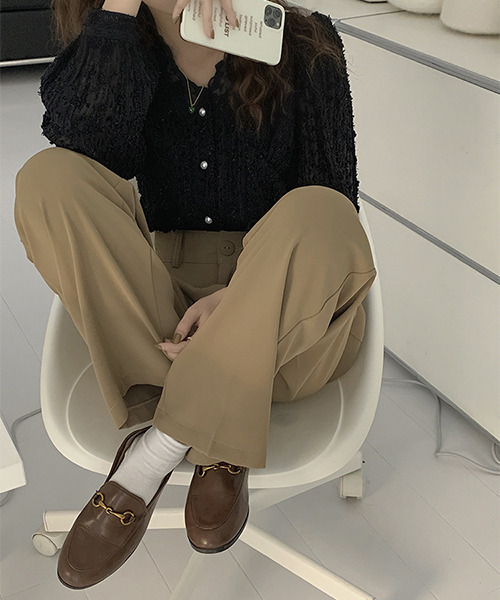 c.u.l（シーユーエル）の「ストレートタックスラックス culw278（スラックス・レディース・ベージュ/アイボリー/ブラック・L/M）」の5枚目の写真