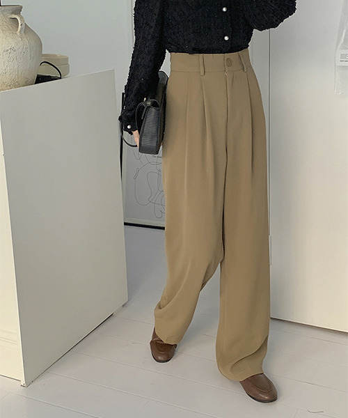 c.u.l（シーユーエル）の「ストレートタックスラックス culw278（スラックス・レディース・ベージュ/アイボリー/ブラック・L/M）」の7枚目の写真