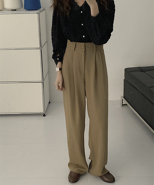 c.u.l（シーユーエル）の「ストレートタックスラックス culw278（スラックス・レディース・ベージュ/アイボリー/ブラック・L/M）」の10枚目の写真