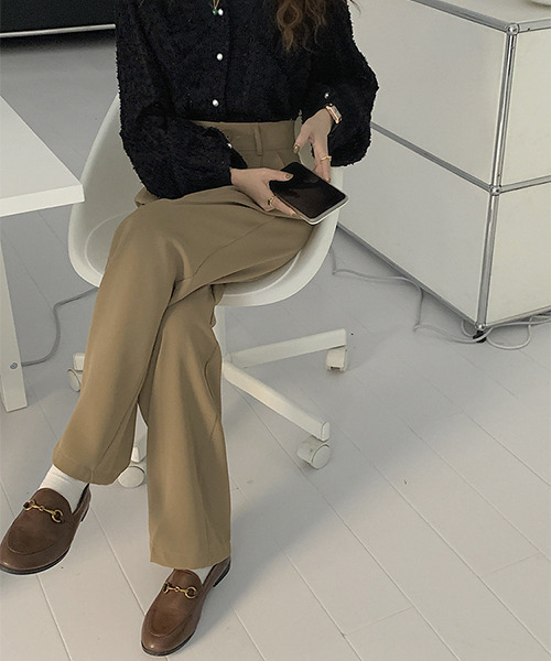 c.u.l（シーユーエル）の「ストレートタックスラックス culw278（スラックス・レディース・ベージュ/アイボリー/ブラック・L/M）」の11枚目の写真