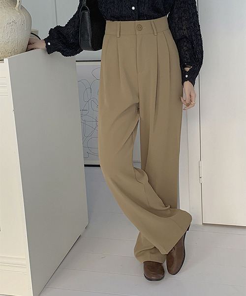 c.u.l（シーユーエル）の「ストレートタックスラックス culw278（スラックス・レディース・ベージュ/アイボリー/ブラック・L/M）」の12枚目の写真