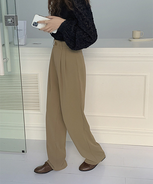 c.u.l（シーユーエル）の「ストレートタックスラックス culw278（スラックス・レディース・ベージュ/アイボリー/ブラック・L/M）」の13枚目の写真