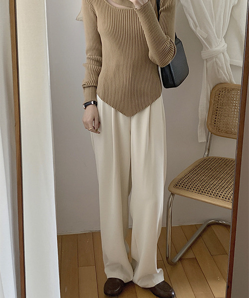 c.u.l（シーユーエル）の「ストレートタックスラックス culw278（スラックス・レディース・ベージュ/アイボリー/ブラック・L/M）」の15枚目の写真