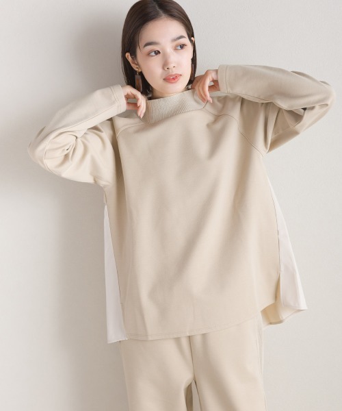 FURRY(ファーリー)の「ツイルフリースタートルネック切替トップス(Tシャツ/カットソー・レディース・ベージュ/カーキ/チャコールグレー・FREE)」の2枚目の写真