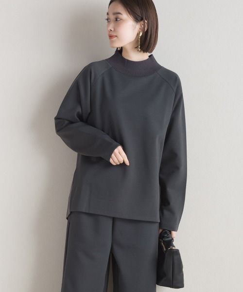 tシャツ ツイルフリースタートルネック切替トップス レディース セール】ツイルフリースタートルネック切替トップス（Tシャツ