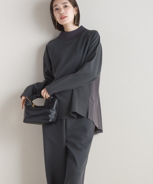 セール】ツイルフリースタートルネック切替トップス（Tシャツ
