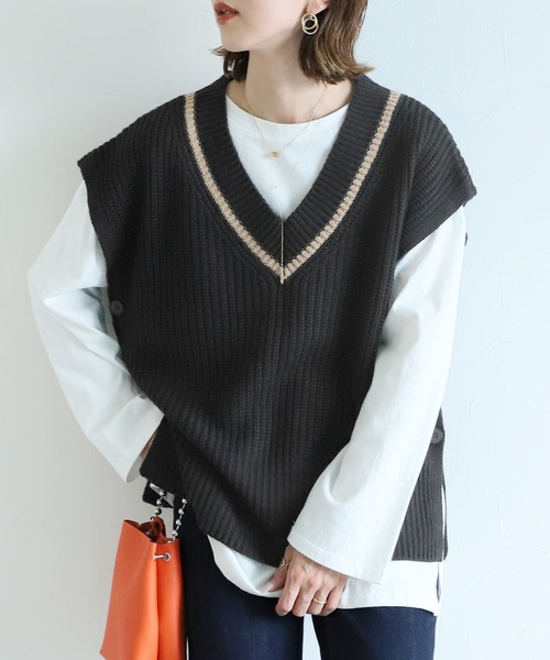 reca（レカ）の「チルデンニットベスト（ベスト・レディース・ブラック/アイボリー/グレイッシュベージュ・FREE）」の20枚目の写真