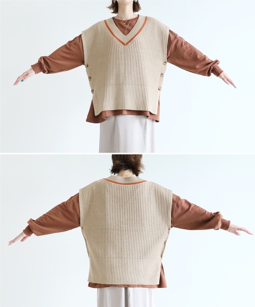 reca（レカ）の「チルデンニットベスト（ベスト・レディース・ブラック/アイボリー/グレイッシュベージュ・FREE）」の22枚目の写真