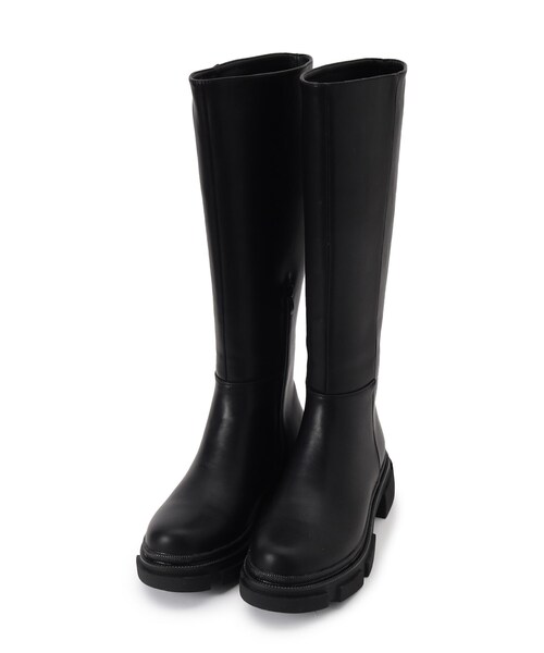 SHOO・LA・RUE（シューラルー）の「◆【消臭】トラックソールロングブーツ（ブーツ・レディース・ブラック/ナチュラル・35/45）」の4枚目の写真