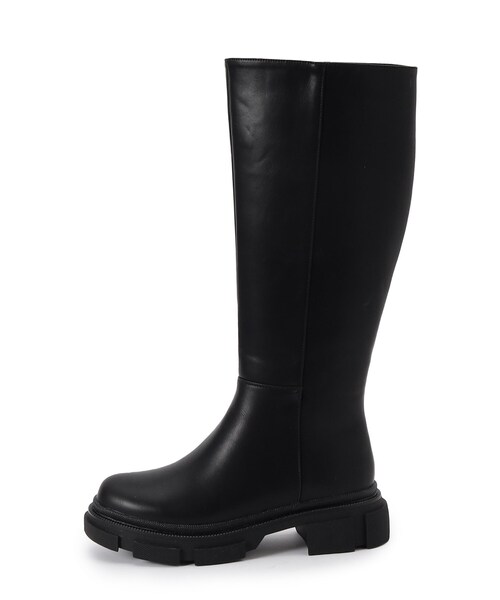 SHOO・LA・RUE（シューラルー）の「◆【消臭】トラックソールロングブーツ（ブーツ・レディース・ブラック/ナチュラル・35/45）」の5枚目の写真