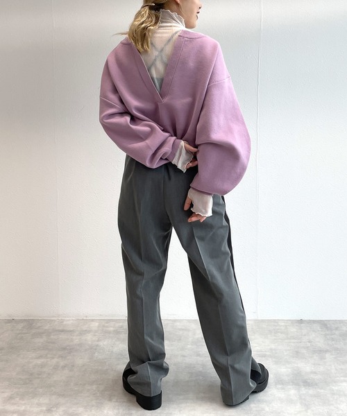 お値下げ　【2way】バックショートニットプルオーバー　styling/ w closet（ダブルクローゼット）の「【2WAY】キーネックショート