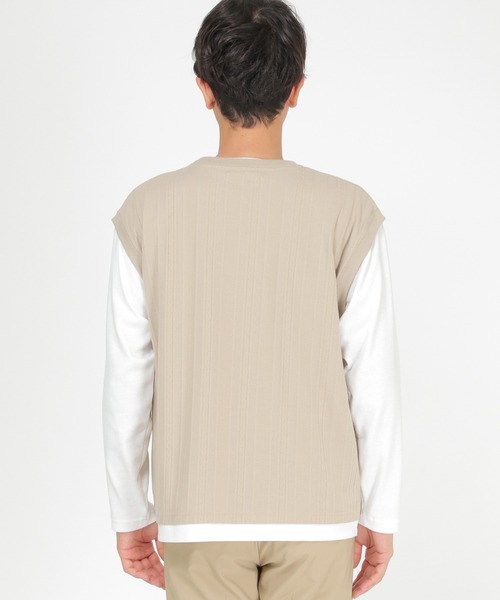 ikka（イッカ）の「フェイクベストロンＴ（Tシャツ/カットソー・メンズ・ネイビー/ワイン/ベージュ/グリーン・S/M/XL/L）」の21枚目の写真